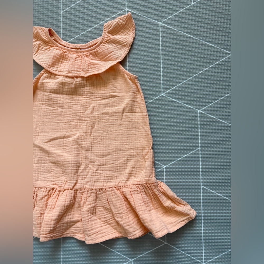 Wonder Nation|Baby girl/toddler pastel Coral Sleeveless Dress in gauzy cotton•3T